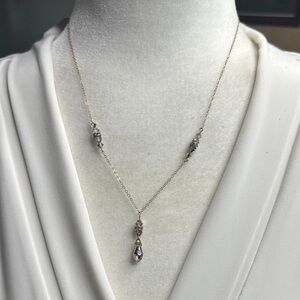 Aurora Borealis Rhinestone Crystal Necklace with matching earrings